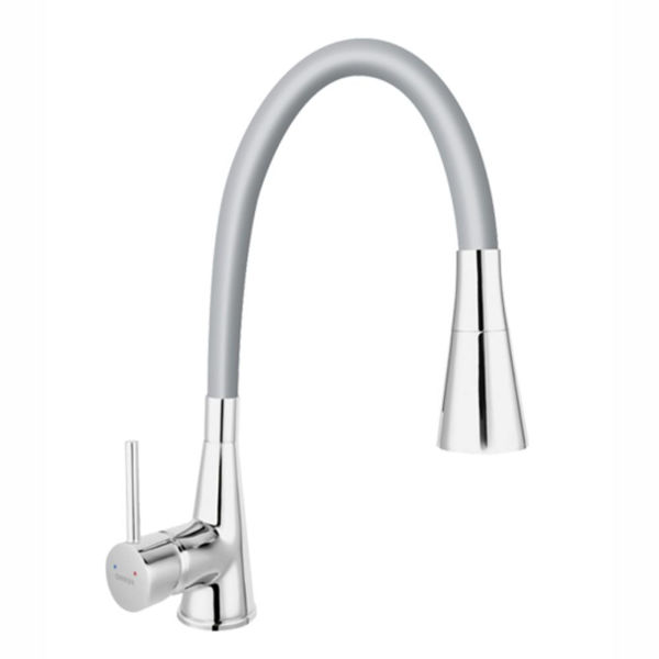 Снимка на Смесител за кухня ZUMBA BZA42S с гъвкав PVC сив чучур накрайник душ