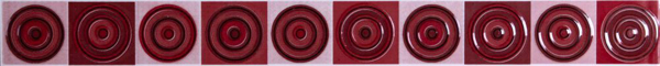 Фризова плочка  5x50 кръгли орнаменти червен цвят