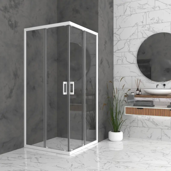 Душ кабина Bella S 80/100 H195 прозрачно 6мм, бял профил