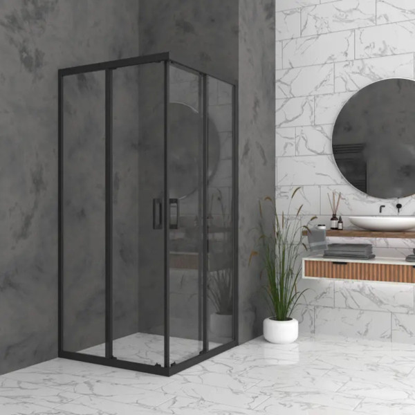 Душ кабина Bella S 80/100 H195 прозрачно 6мм, черен профил с НАНО