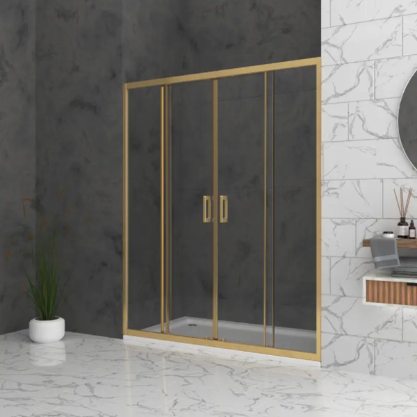 Душ кабина Bella W2 200см H195 прозрачно стъкло 6мм, златен профил