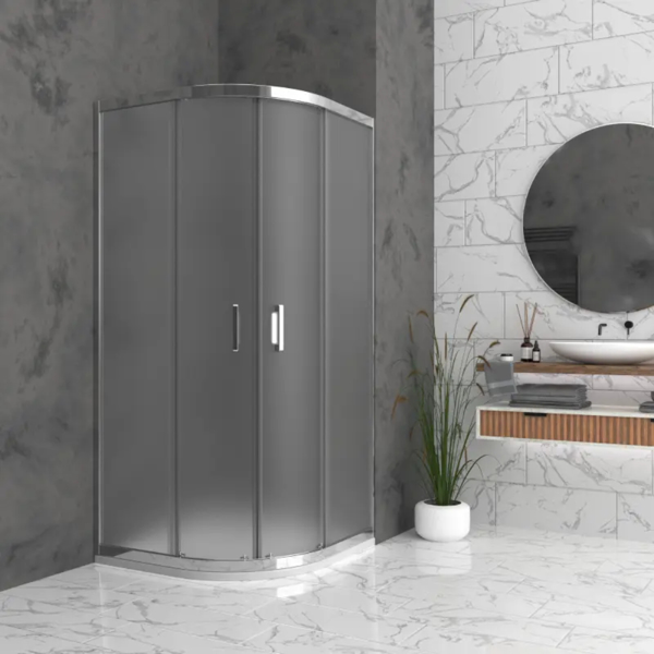 Душ кабина заоблена Bella O 90/90 H195 мат стъкло 6мм, хром профил