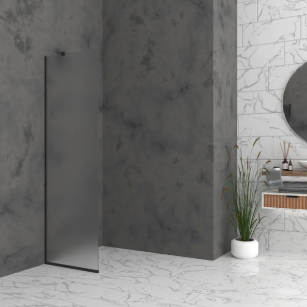 Душ параван статичен WalkIn 60см Н188 мат 6мм, черен профил